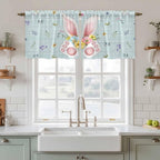 Easter Kitchen Tier Curtains 36 Inch Long 2 Panel Set, Rod Pocket Half Window - Image 3