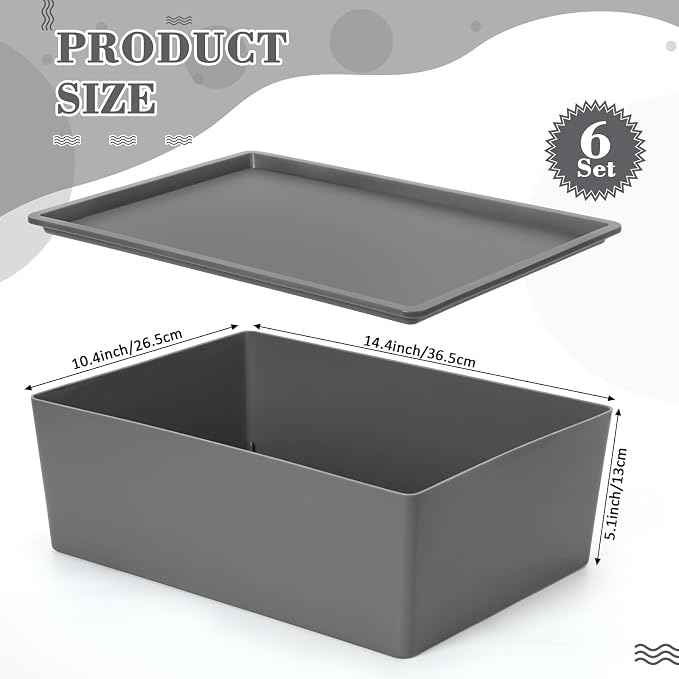 Menkxi 6 Pcs Plastic Storage Bins