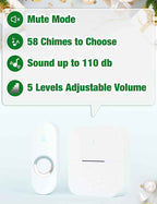 AIDA Lighted Wireless Doorbell for Home, Waterproof Battery Doorbell 1
