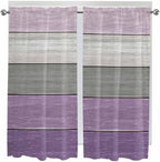 Country Wood Board Gray Purple Window Valance Curtains, Farmhouse Gradient - Image 9