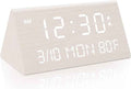 Kogonee Wooden Digital Alarm Clock, 0-100% Dimmer, 2 Alarm Settings,
