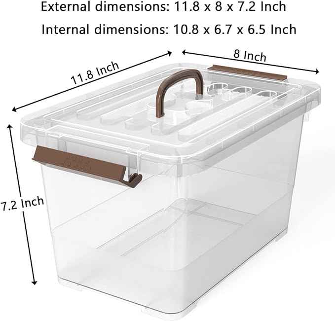 WYT 6-Pack Clear 7 Quart Storage Latch Box/Bins, Plastic Stackable Latching Box