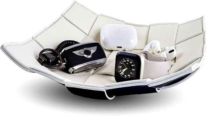 Valet Tray for Men and Women PU Leather Key Holder Bowl for Entryway Table