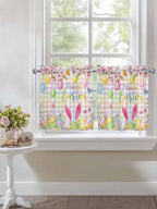 Happy Easter Half Window Curtain 36 Inches Long, Spring Bunny Colorful Eggs - Image 7
