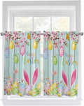 Happy Easter Kitchen Curtains 54 Inches Length, Spring Bunny Eggs Flower Teal by Unknown