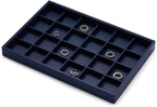 Oirlv Stackable Premium Leather Jewelry Trays 24 Grid Jewelry Organizer