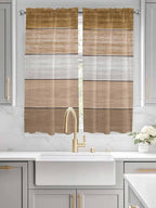 Retro Farm Wood Board Window Valance Curtains, 2 Panel - Image 3