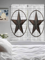 Vintage Farm Western Star Window Valance Curtains, 2 Panel - Image 4