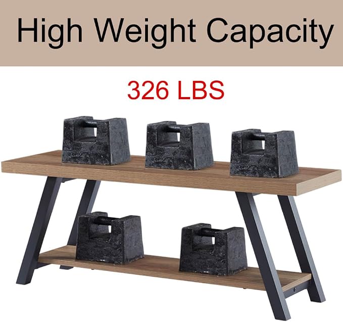 LVB Industrial Entryway Bench, Wood and Metal Storage Bench - Image 7