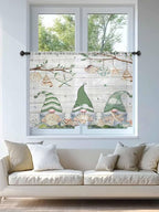 Sheer Curtains 45 Inch Length, Sage Green Gnomes Semi Sheer Curtains Light - Image 4