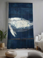 Sheer Curtains 84 Inches Long, Summer Whale Semi Sheer Curtains Light Filtering - Image 2