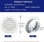 4 Inch Round Air Vent Covers, LouanXpert Stainless Steel Soffit Vent Covers - Image 2