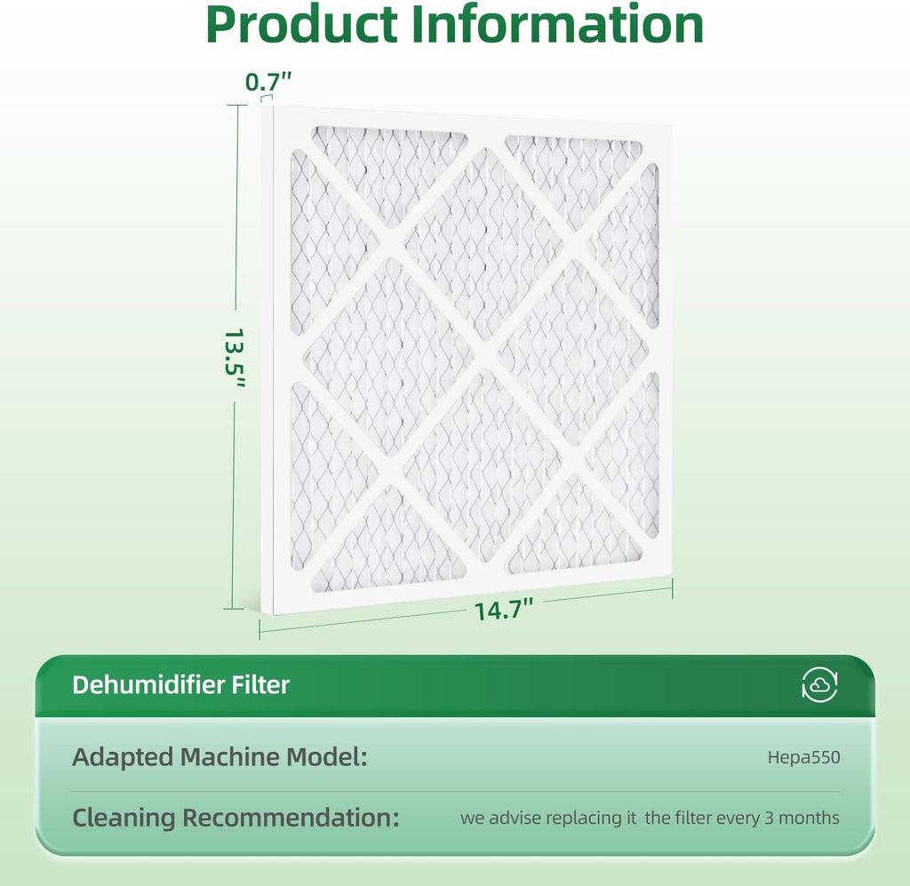 HEPA550 MERV-10 Air Filter Replacement 14.8" x 13.7" x 0.8", 5-Pack