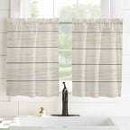 Vintage Country Wooden Board Window Valance Curtains, Gradient Wood Grain Line - Image 8