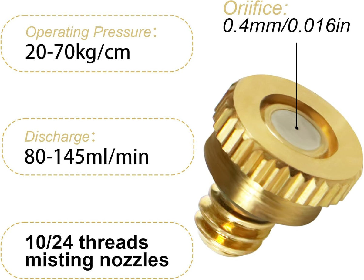 KUWAN 0.016" Orifice (0.4mm) Thread UNC 10/24 Brass Misting Nozzles