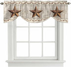 Western Texas Star Retro Tie Up Valance Curtains by Unknown