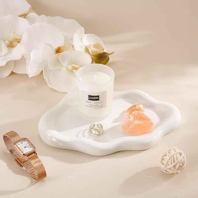Ceramic Jewelry Tray Trinket Dish, Decorative Cloud Vanity Key Tray
