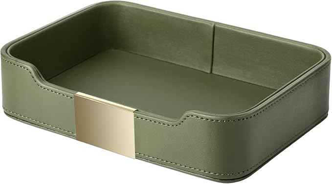 SANZIE Luxury Leather Tray Desktop Storage Catchall Organizer Decorative Tray