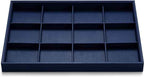 Oirlv Stackable Premium Leather Jewelry Trays 12 Grid Jewelry Drawer Organizer