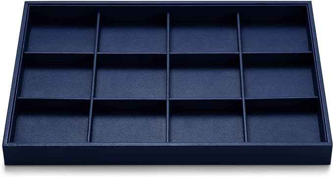 Oirlv Stackable Premium Leather Jewelry Trays 12 Grid Jewelry Drawer Organizer