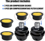 2 Pcs 1/2" Thread Air Compressor Silencer Filter, 20mm Metal Noise Muffler - Image 3