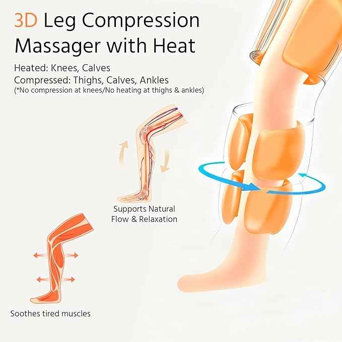 yoyomax Leg Massager with Heat, Adjustable Calf Thigh Knee Massager