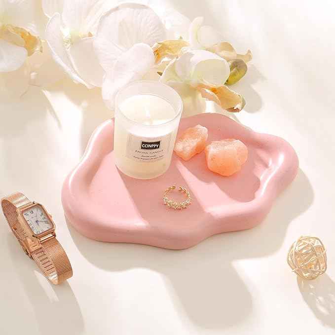 Ceramic Jewelry Tray Trinket Dish, Decorative Cloud Vanity Key Tray