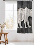 Sheer Curtains 72 Inches Long, Farmhouse Country Rustic Wooden Grain Privacy - Image 3