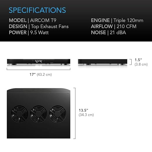 AC Infinity AIRCOM T9, Quiet Cooling Fan System 17" Top-Exhaust - Image 6