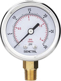 SENCTRL 0-30 Psi Low Pressure Gauge, 1/4 Npt Lower Mount, Waterproof, Stainless by senctrl