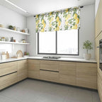 Spring Summer Lemon Sheer Valance Curtains, Leaf Flower White Wood Grain Light - Image 6