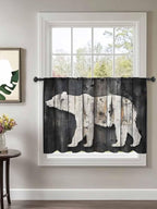 Sheer Curtains 54 Inch Length, Farmhouse Country Vintage Wood Grain Privacy - Image 2