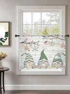 Sheer Curtains 45 Inch Length, Sage Green Gnomes Semi Sheer Curtains Light - Image 2
