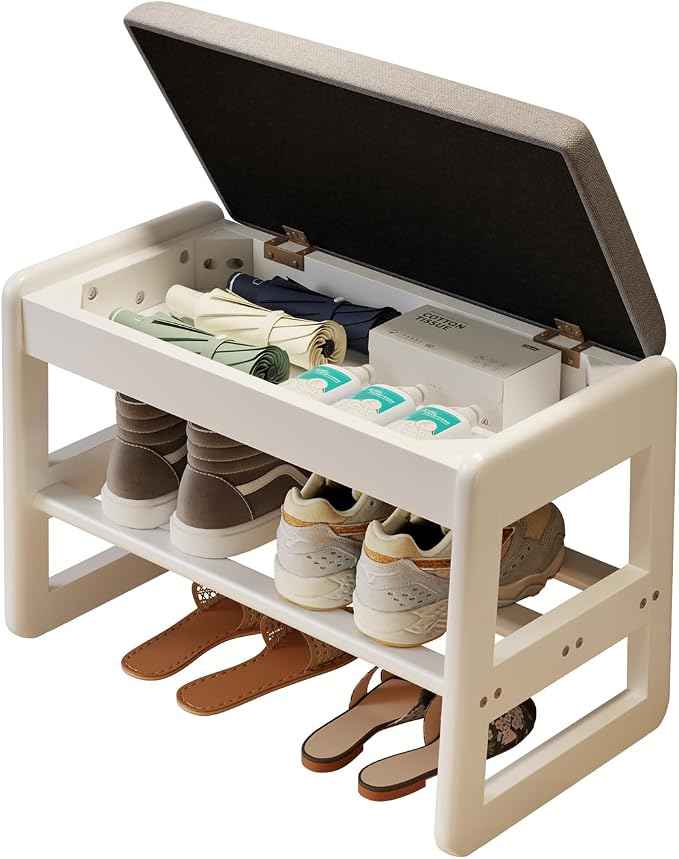 AQIMUELE Small Shoe Rack Bench, 2 Tiers Shoe Bench