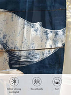 Sheer Curtains 63 Inch Length, Ocean Whale Blue Semi Sheer Curtains Light - Image 6