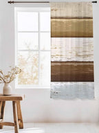 Sheer Curtains 63 Inch Length, Wood Grain Brown Semi Sheer Curtains Light - Image 3
