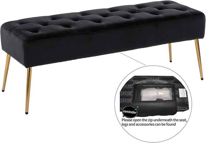 DUHOME Button-Tufted Ottoman Bench, Upholstered Bedroom Benches Velvet Footrest