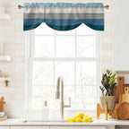 Blue Ombre Wooden Tie Up Valance Curtains - Image 9