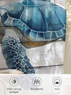 Sheer Curtains 63 Inch Length, Sea Turtle Blue Semi Sheer Curtains Light - Image 6
