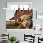 Farm Yaks Bedroom Curtains 63 Inch Length, Window Curtains Tab Top, Farmhouse - Image 4