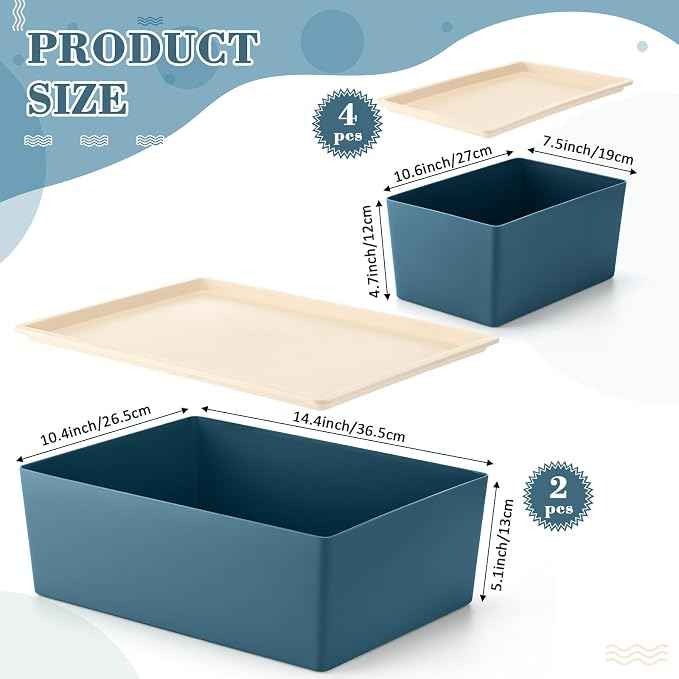 Menkxi 6 Pcs Large and Small Plastic Storage Bins