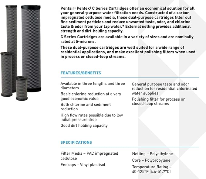 Pentair Pentek C1-20BB Big Blue Carbon Water Filter, Whole House Heavy Duty - Image 2