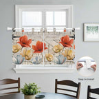 Retro Floral Kitchen Curtains 24 Inch Length, Small Window Curtains Tab Top - Image 4