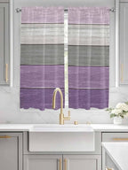 Country Wood Board Gray Purple Window Valance Curtains, Farmhouse Gradient - Image 3