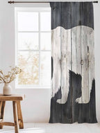 Sheer Curtains 96 Inches Long, Rustic Counrty Vintage Wood Grain Privacy Voile - Image 3