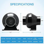 iPower 4 Inch 230 CFM Inline Fan Circulation Vent Blower, Air Carbon Filter - Image 3