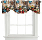 Country Flower Tie Up Valance for Window, Western Texas Star Butterfly Barn by AMZRicher