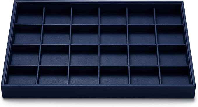 Oirlv Stackable Premium Leather Jewelry Trays 24 Grid Jewelry Organizer