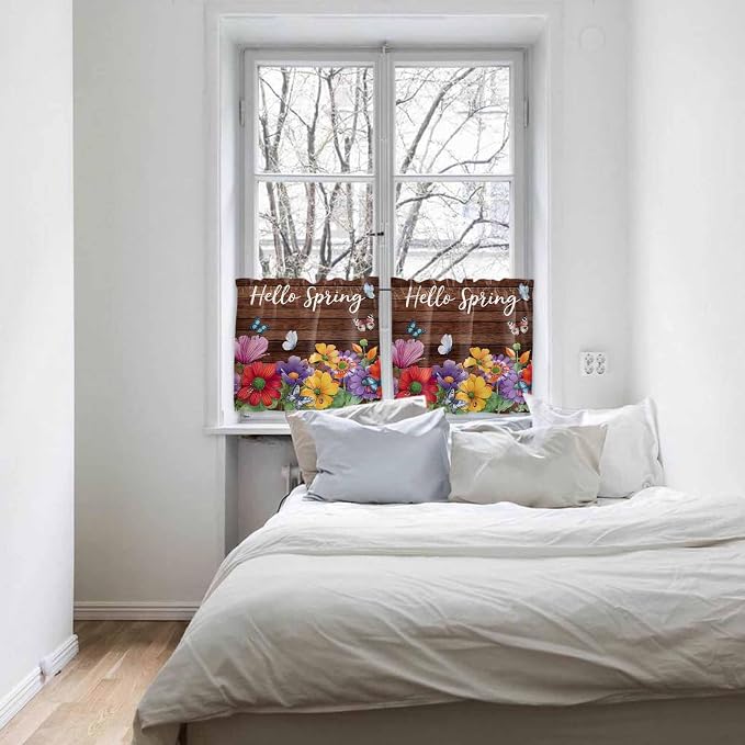 Spring Flowers Half Window Curtain 36 Inches Long, Watercolor Farmhouse - Image 5