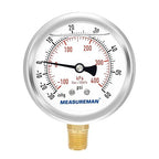 MEASUREMAN 2-1/2" Dial Size, Glycerin Filled Pressure Gauge, 30inHG-60psi by MEASUREMAN